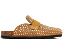 Tan Crystal Loafers