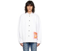 White Printed Denim Jacket