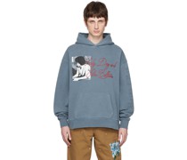 Blue Printed Hoodie