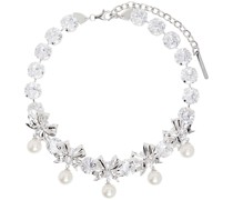 Silver Bow Pearl Necklace