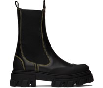 Black Cleated Mid Chelsea Boots