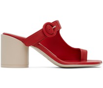 Red Buckle Heeled Sandals
