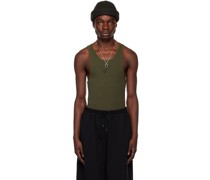 Khaki Embroidered Tank Top