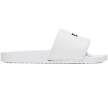 White Embroidered Slides