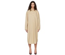 Beige Buttoned Midi Dress