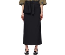 Black Wrap Midi Skirt