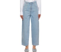 Blue Button-Fly Jeans