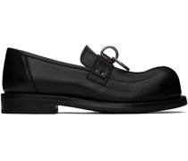 Black Bulb Toe Ring Loafers