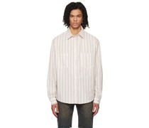 Brown & Off-White Striped Shirt