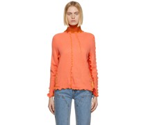 Orange Wool & Cashmere Ruffle Eerus Turtleneck