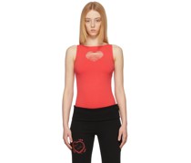 Red Faved Tank Top