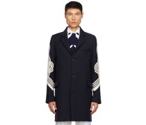 Navy Embroidered Coat