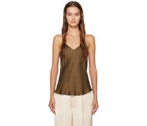 Brown Bias Cut Tank Top