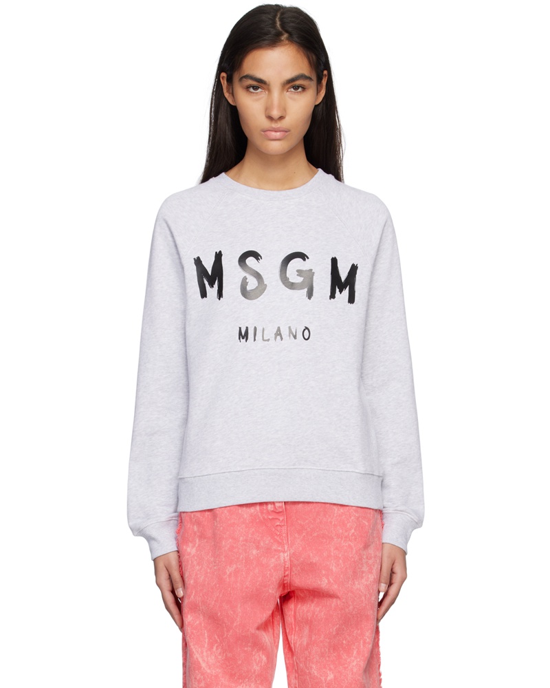 MSGM Damen Gray Printed Sweatshirt