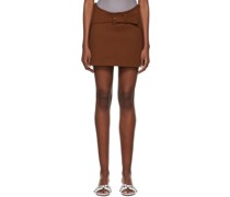 Brown Viscose Mini Skirt