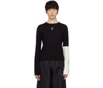 Black Contrast Sleeve Sweater