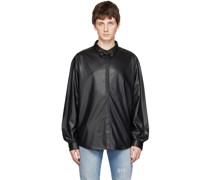 Black Shay Faux-Leather Shirt