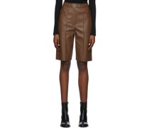 Brown Faux-Leather Shorts