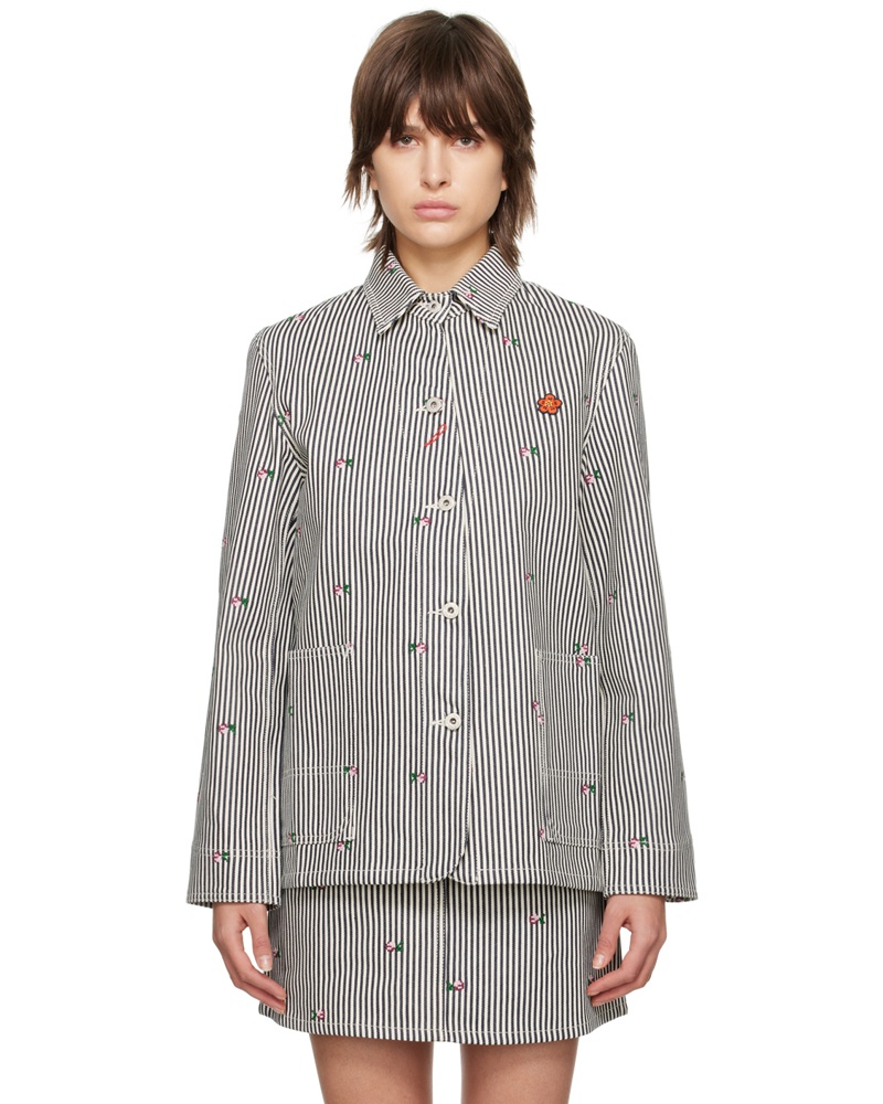Kenzo Damen Blue & White Paris ' Pixel' Denim Jacket