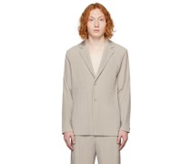 Beige Kersey Pleats Blazer