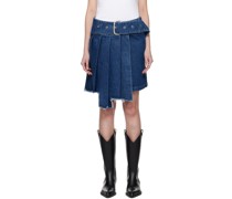 Blue Pleated Denim Miniskirt