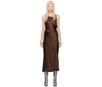 Brown Bias-Cut Maxi Dress