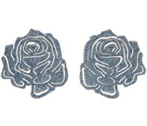 Blue Maxi Rose Stud Earrings