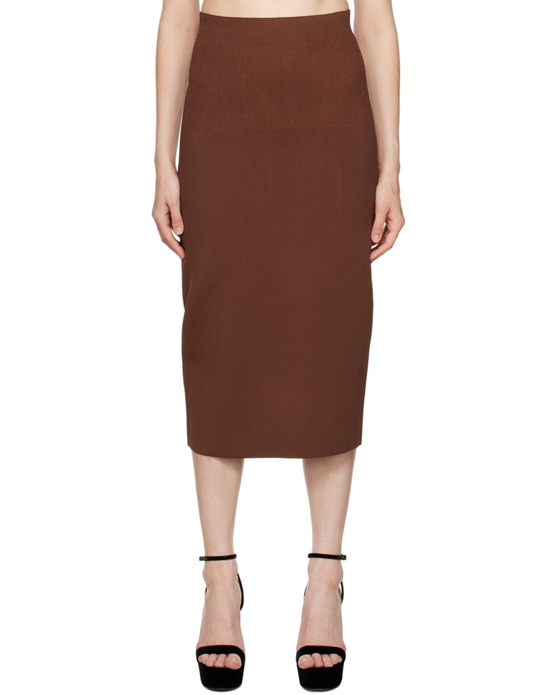 Victoria Beckham Damen Brown Vented Midi Skirt