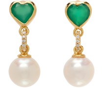 Gold Heart Pearl Earrings