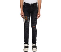 Black Staggered Jeans