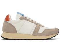White & Taupe Eighties Sneakers