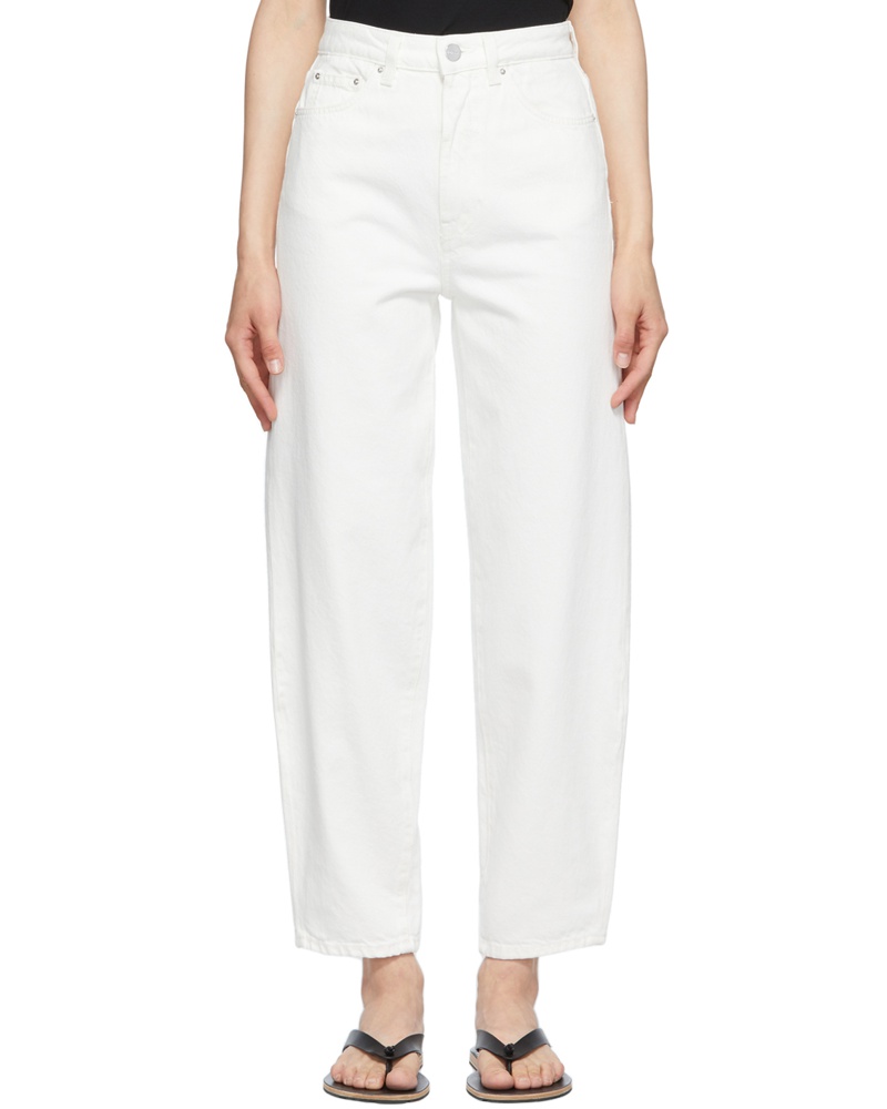 Totême Damen Off-White Barrel Jeans Totême Damen Off-White Barrel Jeans