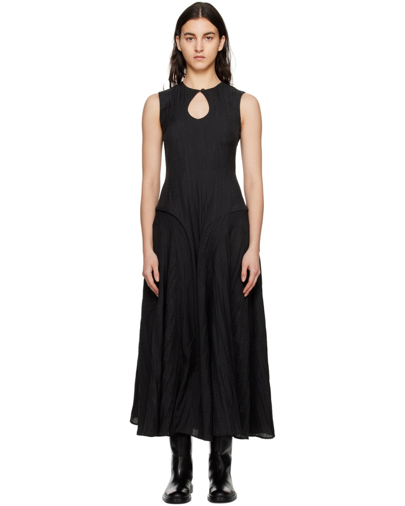 Olēnich Damen Black Sculptural Maxi Dress