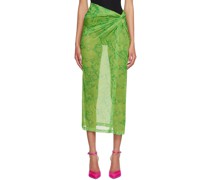 Green Printed Midi Skirt