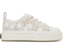 White & Beige Stars Court Low Sneakers