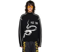 Black Oversized Exposed Seam Turtleneck