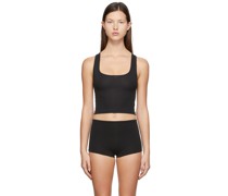Black Cotton Rib Tank Top