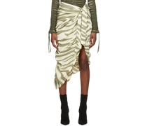 Beige & Khaki Zebra Print Midi Skirt