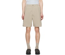 Beige Pleated Shorts