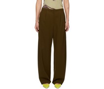 Khaki Volume Tuck Trousers