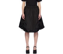 Black Ruched Midi Skirt