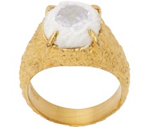Gold Crystal Planet Signet Ring