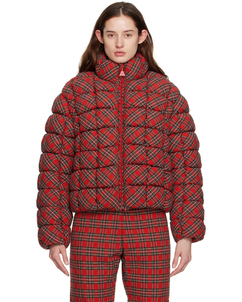 ERL Damen Red Quilted Down Jacket