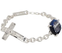Silver Denim Cross Chain Bracelet