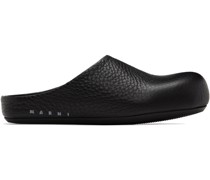 Black Leather Sabot Loafers