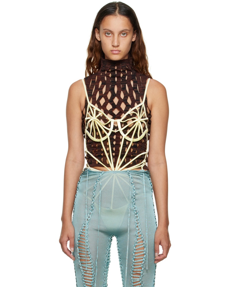 Isa Boulder Damen SSENSE Exclusive Yellow Lace Bodysuit