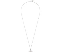 Silver Thin Lines Short Flat Orb Necklace
