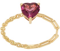 Gold & Pink Solitaire Cœur Ring