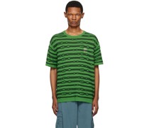 Green Puckered Striped T-Shirt
