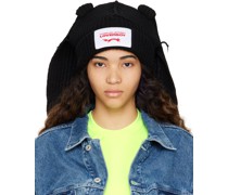 Black Chunky Rabbit Beanie